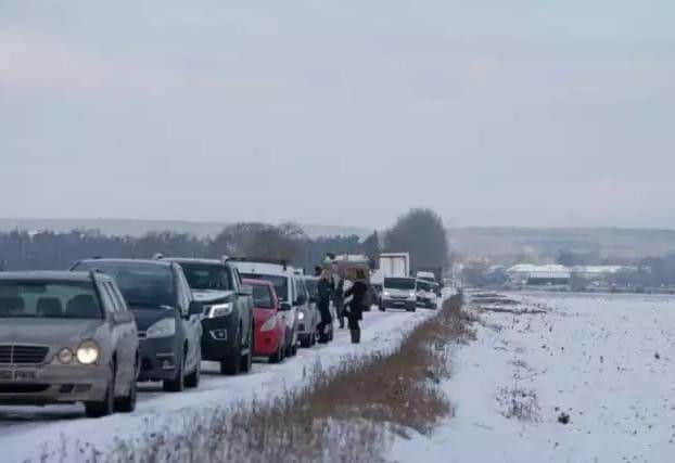 Long delays on South Fen Road caused by the A15 closure. Photo: Sheila Curtis