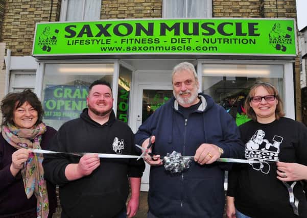 Opening of the Saxon Muscle shop at Broad Street, Whittlesey with  Diane Neville, James Neville, special guest Geoff Capes (former World's Strongest Man) and Maureen Warne EMN-180303-151634009