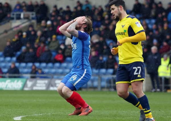 Posh striker Jack Marriott has his head in his hands after missing a late chance to equalise. Photo: Joe Dent/theposh.com