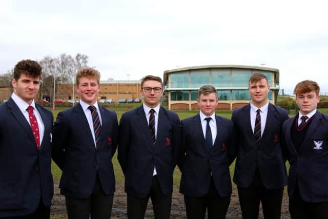 Stamford School's star rugby players. From the left are Harry Clayton, Ed Cox, Byron Van Uden, Shaun Allsop, Dave Koelman and Zack Godfrey.