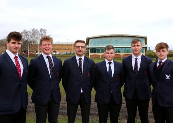 Stamford School's star rugby players. From the left are Harry Clayton, Ed Cox, Byron Van Uden, Shaun Allsop, Dave Koelman and Zack Godfrey.