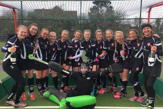 Bourne Deeping Ladies celebrate their title success in East Division Three North West.