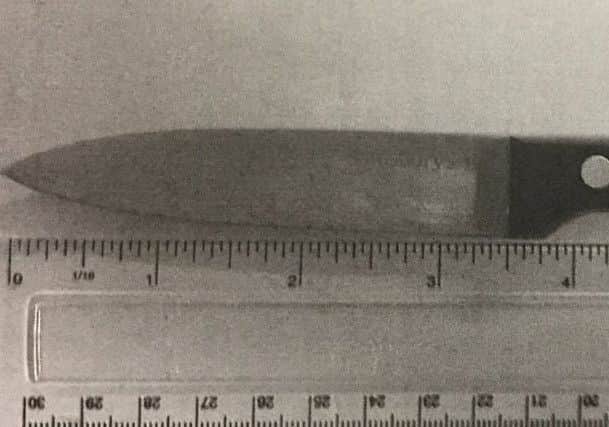 The knife recovered by British Transport Police officers