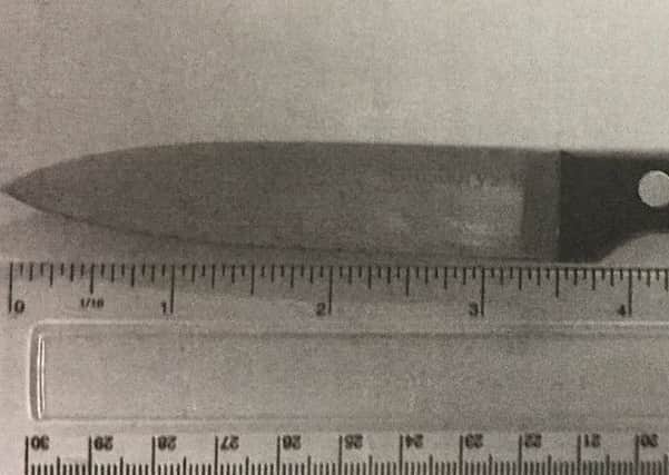 The knife recovered by British Transport Police officers