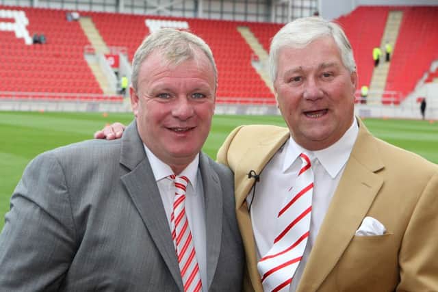 Steve Evans (left) with Rotherham United chairman Tony Stewart.