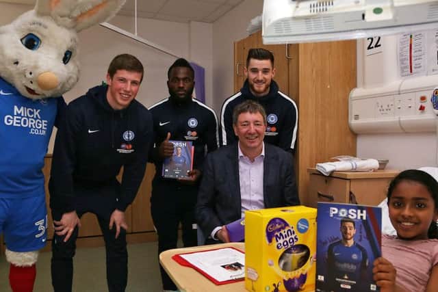 Peter Burrow, Conor O'Malley, Junior Morias, Jason Neale and Jack Baldwin delivering Easter eggs