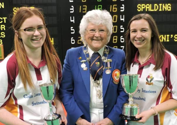 Ruby Hill (left) and Chelsea Tomlin won the women's national pairs title.