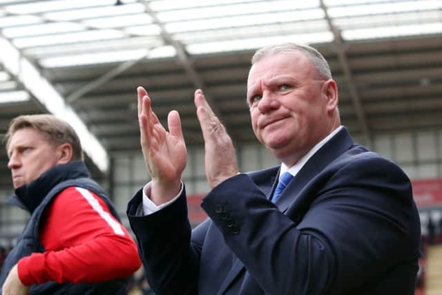 Posh manager Steve Evans applauds the Rotherham fans before the 1-1 draw. Photo: Joe Dent/theposh.com.