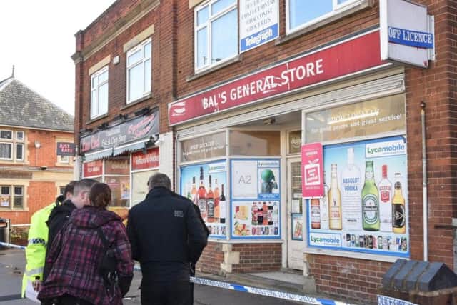 The scene of the assault in Peterborough this morning