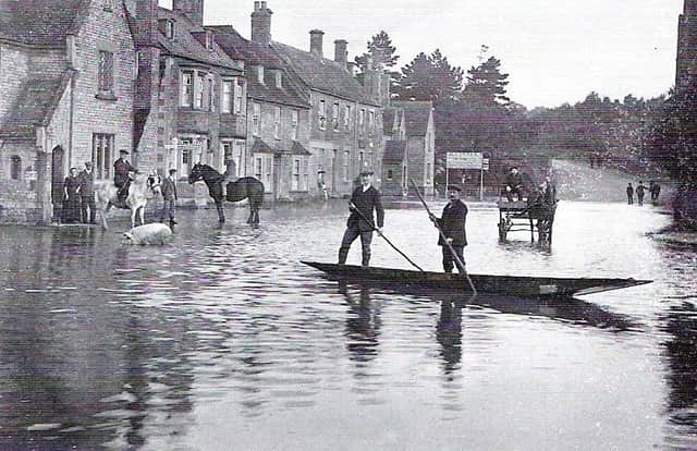 Wansford village during the 1912 floods