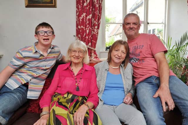 Cancer sufferer Helen Harber at home in Werrington with her son Luke (15), husband Stephen and  Mum Shirley EMN-170724-175059009
