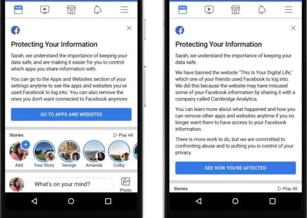 Facebook users will be provided one of the following two options (Photo: Facebook) Users are then provided the options to See how youre affected.
