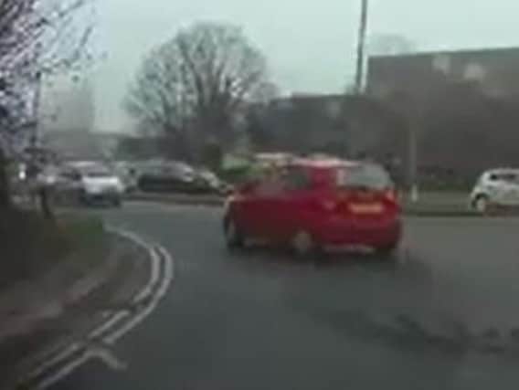 Wendy Greeves sent in this dashcam footage showing another car driving the wrong way around Rivergate today.