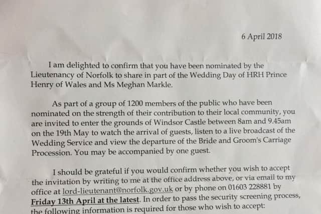 The Royal Wedding invite she thought was a scam. PHOTO: SWNS
