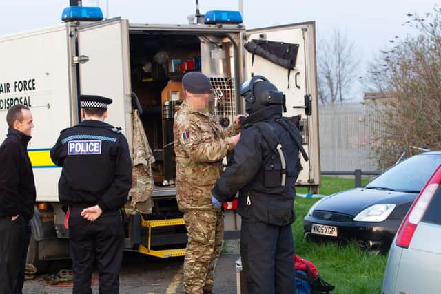 The bomb squad at Peterborough Prison. Photo Terry Harris