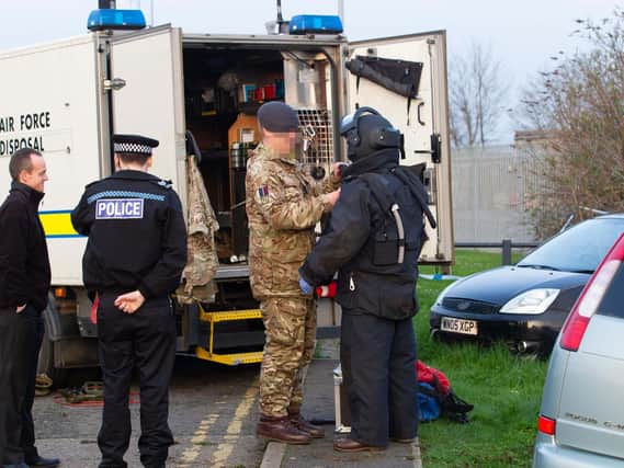 The bomb squad at Peterborough Prison. Photo Terry Harris
