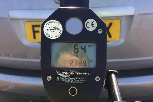 One of the speeding cars pulled over in Peterborough this morning. Photo: @roadpoliceBCH