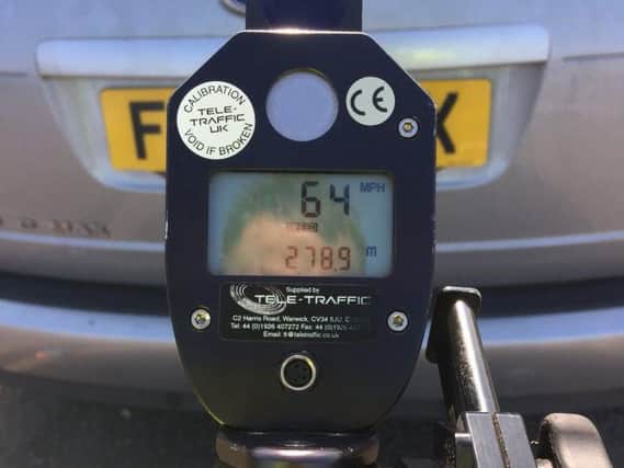 One of the speeding cars pulled over in Peterborough this morning. Photo: @roadpoliceBCH