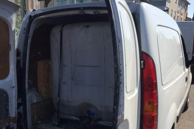 The van stopped by police in Peterborough today. Photo: @roadpoliceBCH