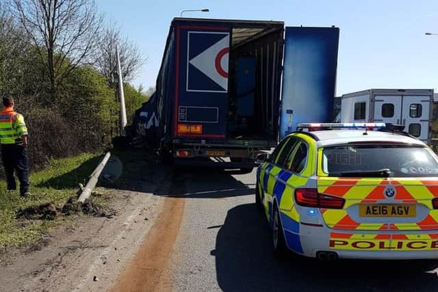 The scene of the collision on the A14. Photo: @roadpoliceBCH