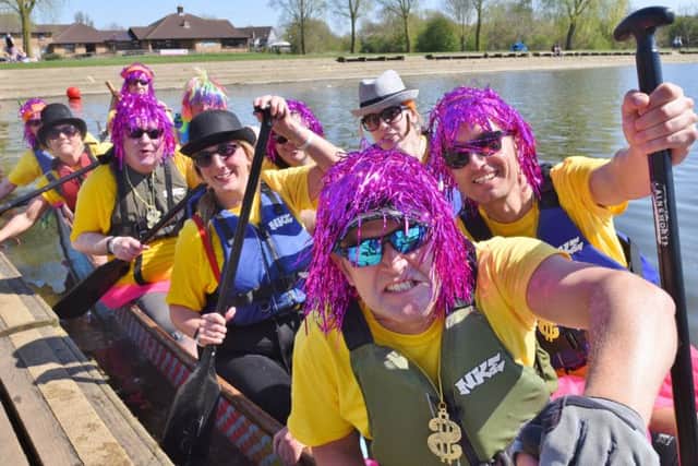 Thomas Cook dragon boat racing at the PCRC rowing course, Thorpe Meadows. Thomas Cook Money team EMN-180419-140806009