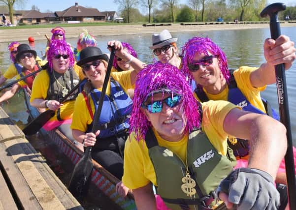 Thomas Cook dragon boat racing at the PCRC rowing course, Thorpe Meadows. Thomas Cook Money team EMN-180419-140806009