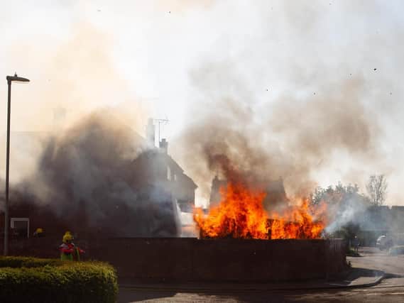 The fire in Yaxley today. Photo: Terry Harris