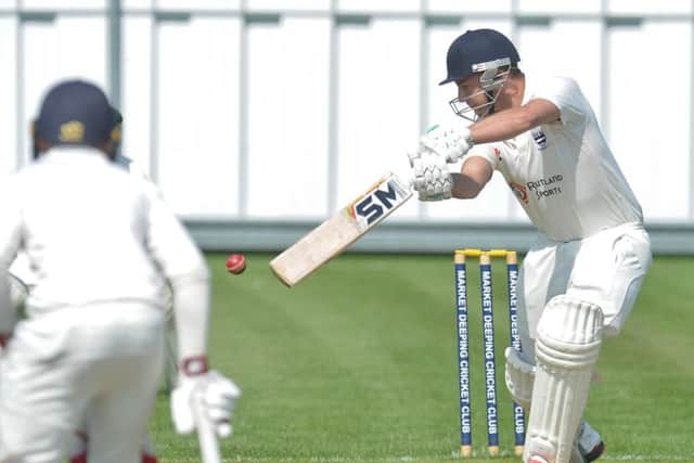 Jack Berry hits out for Bourne during his innings of 29 against Market Deeping.