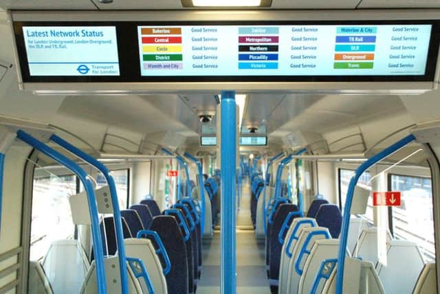 Tube updates on a Thameslink train