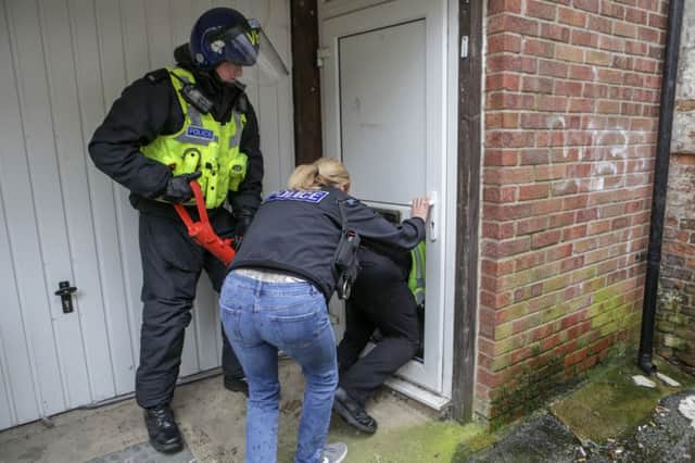 Police raid the premises in Wisbech this afternoon.
