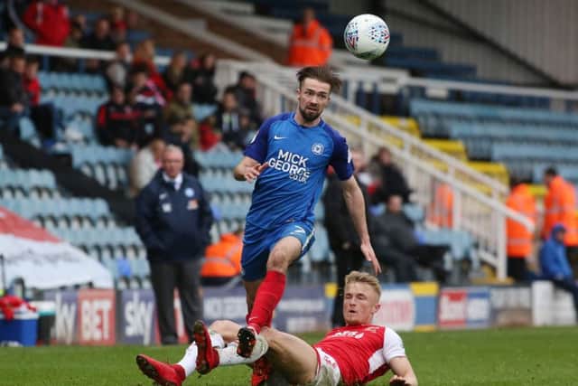 Posh midfielder Gwion Edwards on the attack against Fleetwood. Photo: Joe Dent/theposh.com.
