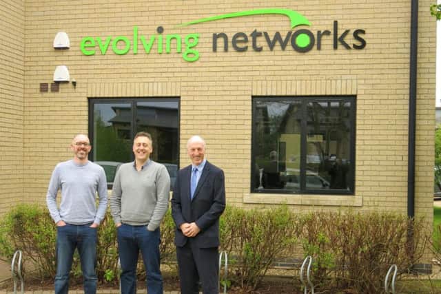 From left, Nic Elliott, chief technology officer, Nick Johnson, managing director, and Neil Collott, Barclays business manager, Peterborough.