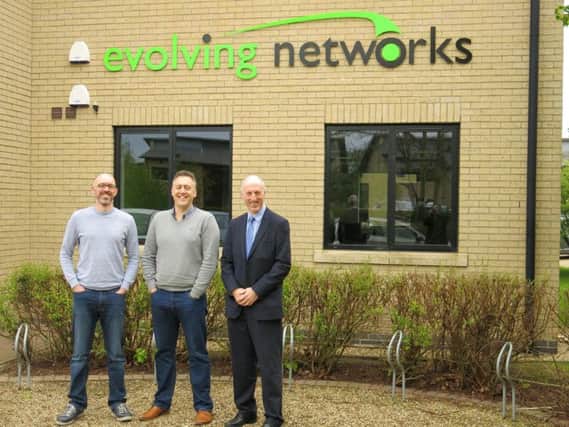 From left, Nic Elliott, chief technology officer, Nick Johnson, managing director, and Neil Collott, Barclays business manager, Peterborough.