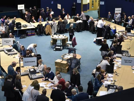 Peterborough City Council election counts at KingsGate Conference Centre in Parnwell