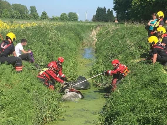 The scene of the water rescue. Photo: @Cambs Fire and Rescue
