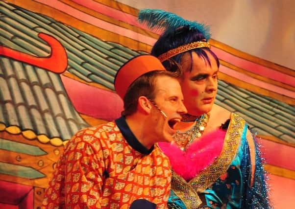 Adam Patman and Patric Kearns in Aladdin in 2011.