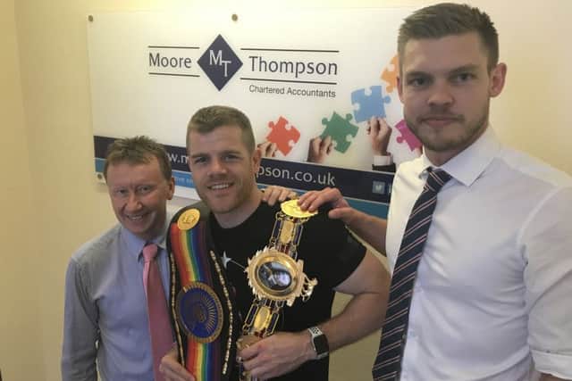Mark Hildred (left) and Ainsley Johnson (right) meet Callum Johnson