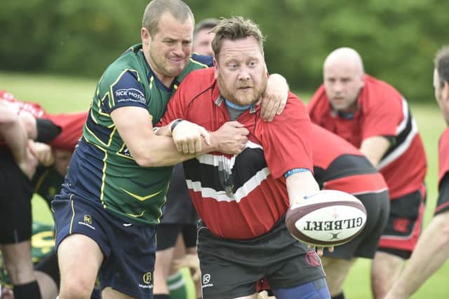 Action from the Hunts & Peterborough County Vets Final between Oundle and winners and Huntingdon. Photo: David Lowndes.