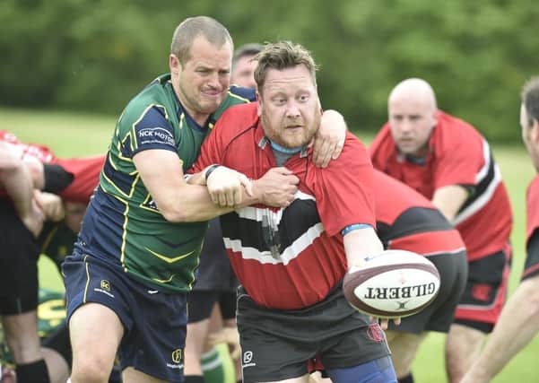 Action from the Hunts & Peterborough County Vets Final between Oundle and winners and Huntingdon. Photo: David Lowndes.