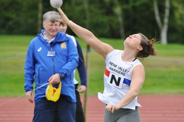 Beckie Hall broke a Lincs County record and a Nene Valley Harriers club ecord in the shot