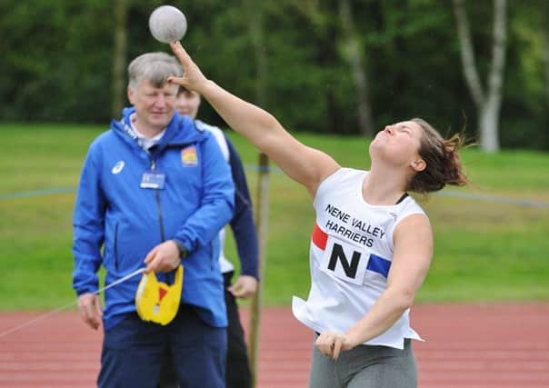 Beckie Hall broke a Lincs County record and a Nene Valley Harriers club ecord in the shot