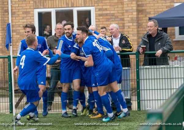Yaxley FC hope to experience more celebrations. Photo: @RussellDossett www.sportspicture.online.