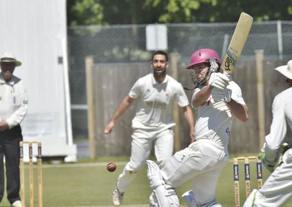 Peterborough Town skipper David Clarke during his brilliant innings of 123 for Peterborough Town against Horton House yesterday (Saturday). Photo: David Lowndes.