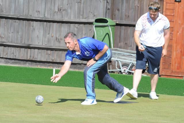 Trevor Collins in action in the Hunts two-bowls singles qualifier.