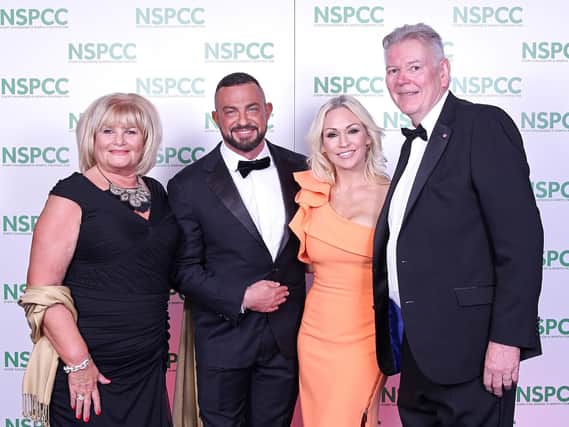 Former Strictly Come Dancing stars Robin Windsor and Kristina Rihanoff with event organiser Carol Collier and Chris Collier, chairman of the Peterborough NSPCC Business Support Group.