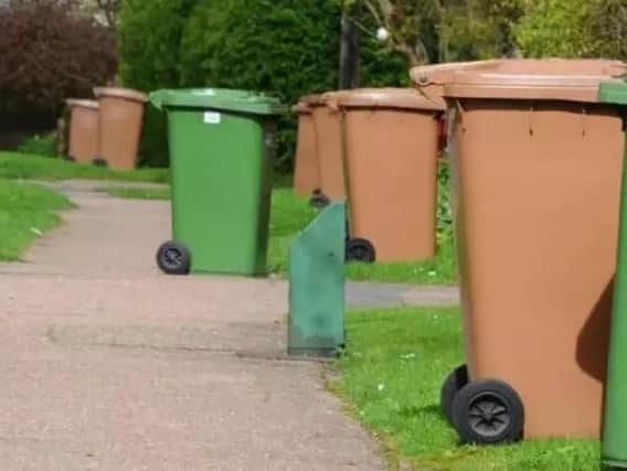 Bins lined up on a Peterborough street