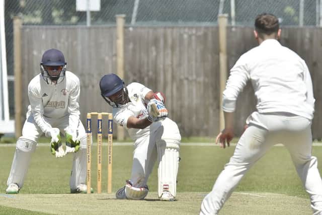 Vansh Bajaj in action for Peterborough Town against Horton House. Photo: David Lowndes.