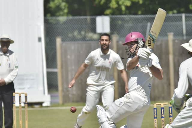 David Clarke on his way to 123 for Peterborough Town against Horton House last weekend. Photo: David Lowndes.