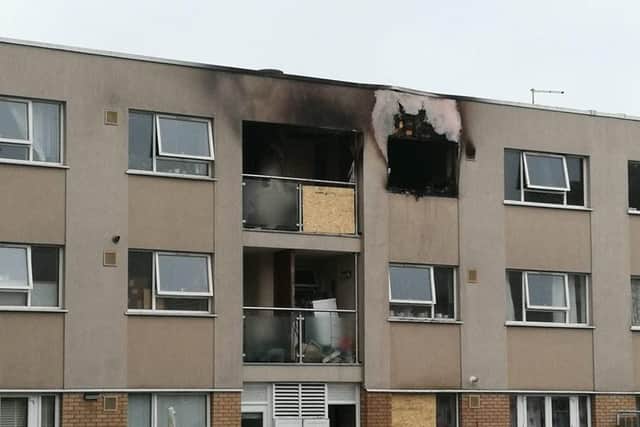 The scene of the flat fire in Peterborough
