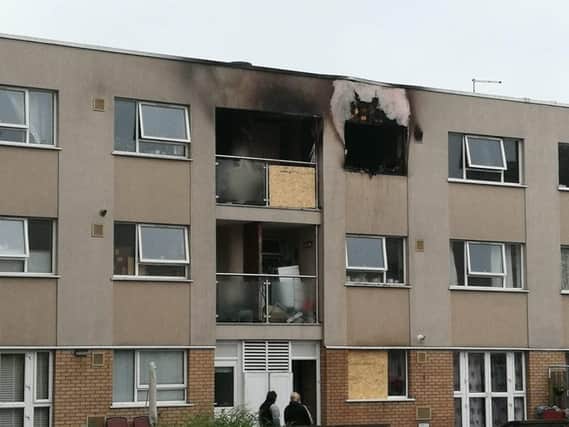 The scene of the flat fire in Peterborough